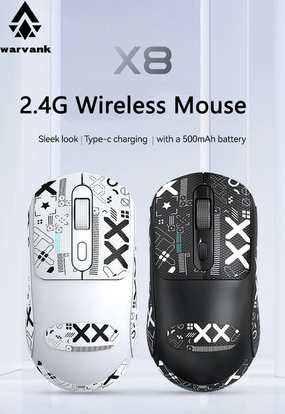 Mouse da gioco wireless Warvank X8 da 500 mAh, ricaricabile TYPE-C, adatto per computer desktop portatili