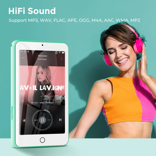 Lettore MP4/MP3 portatile con altoparlanti Bluetooth e Wi-Fi, lettore musicale con video, radio FM, eBook, registratore, capacità fino a 512 GB