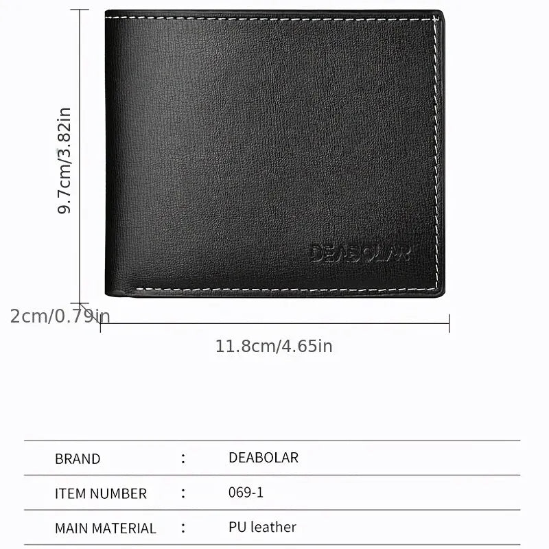 Portafoglio corto da uomo in pelle PU, sottile, pieghevole, porta carte di credito da uomo giovane