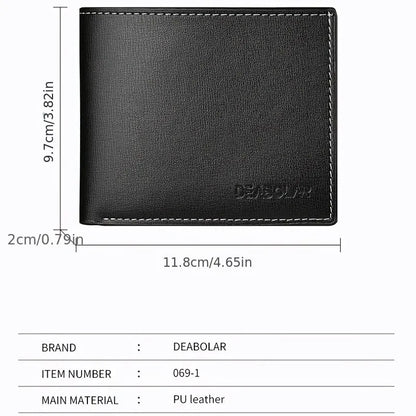 Portafoglio corto da uomo in pelle PU, sottile, pieghevole, porta carte di credito da uomo giovane