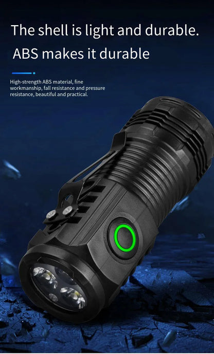Nuova torcia ultra potente con 3 LED Core, mini torcia tattica ricaricabile ad alta potenza, torcia a LED con clip in metallo per penna e lampada portatile