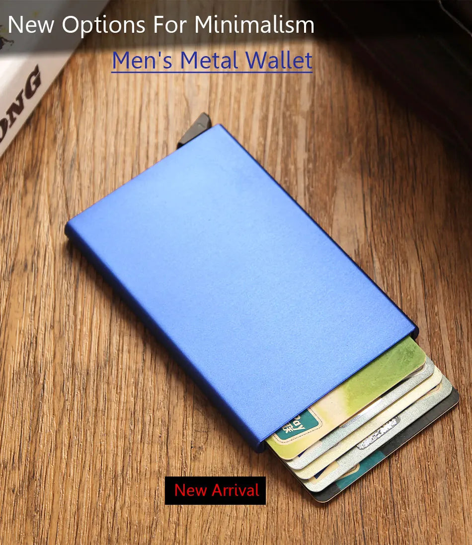 Portafoglio RFID Smart Porta Carte Metallo Sottile Uomo Donna Portafogli Pop Up Minimalista Piccolo Portafoglio Nero Valigetta per Uomo