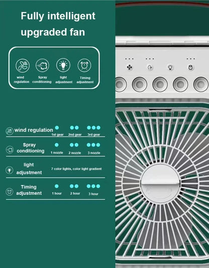 Nuovo condizionatore d'aria 3 in 1, mini raffrescatore d'aria per uso domestico, luce notturna a LED, umidificatore portatile, ventilatore per la regolazione dell'aria, ventilatore per ufficio e casa