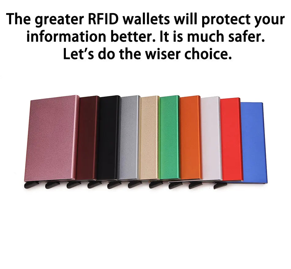 Portafoglio RFID Smart Porta Carte Metallo Sottile Uomo Donna Portafogli Pop Up Minimalista Piccolo Portafoglio Nero Valigetta per Uomo