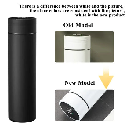 500ML Smart Temperature Display Thermos - 2-in-1 Divided Stainless Steel Vacuum Bottle with Dual Lids, Leak-Proof Outdoor Cup