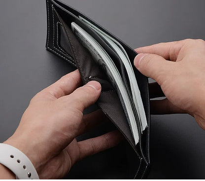 Portafoglio corto da uomo in pelle PU, sottile, pieghevole, porta carte di credito da uomo giovane