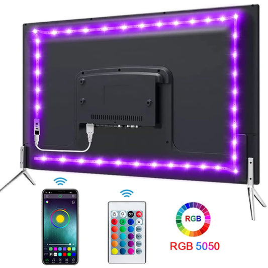 Striscia LED USB Bluetooth 5050 SMD 5V USB RGB Luci Lampada LED flessibile Nastro Nastro RGB Autoadesivo TV Desktop Diodo