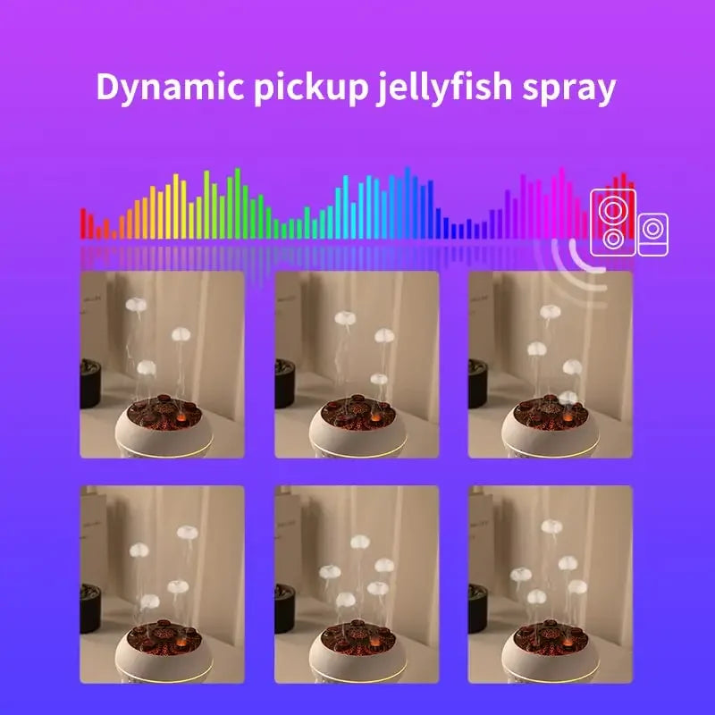 Umidificatore d'aria dinamico Jellyfish da 250 ml, diffusore di oli essenziali, telecomando, umidificatore per camera da letto con 7 luci notturne colorate