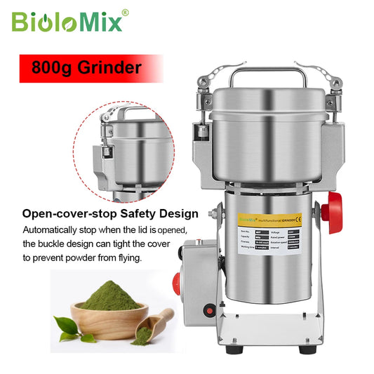 BioloMix 800g 700g Cereali Spezie Erbe Aromatiche Cereali Caffè Cibo Secco Macina Mulino Macchina per Macinazione Mulino per Farina Polvere Frantoio