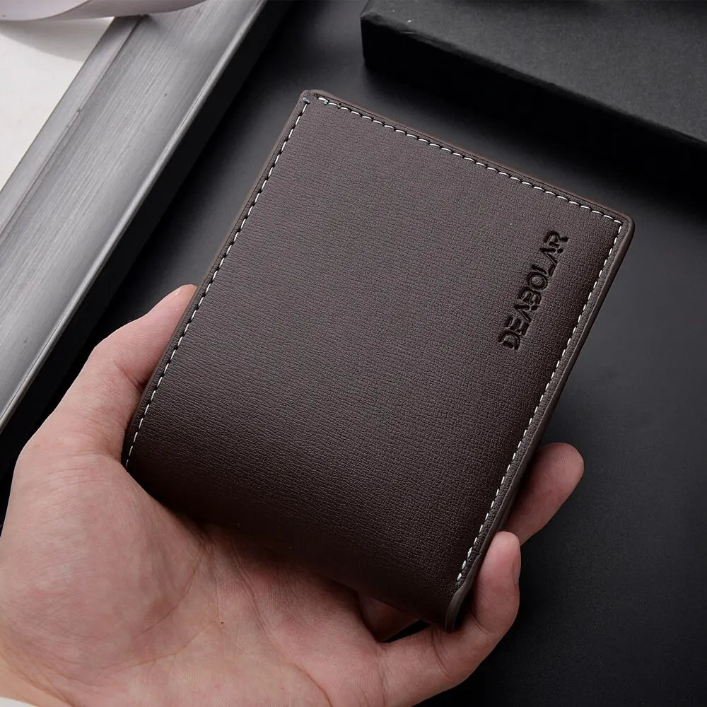 Portafoglio corto da uomo in pelle PU, sottile, pieghevole, porta carte di credito da uomo giovane