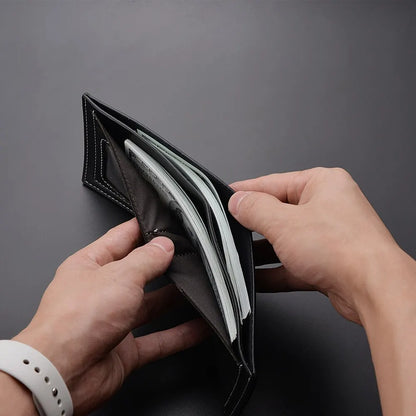 Portafoglio corto da uomo in pelle PU, sottile, pieghevole, porta carte di credito da uomo giovane