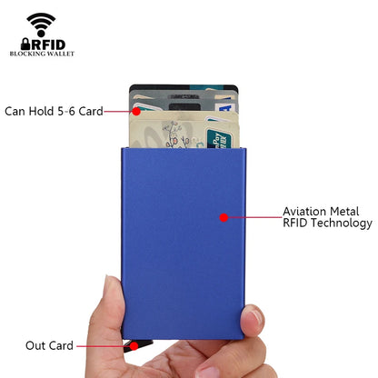 Portafoglio RFID Smart Porta Carte Metallo Sottile Uomo Donna Portafogli Pop Up Minimalista Piccolo Portafoglio Nero Valigetta per Uomo