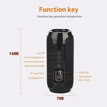 Altoparlante portatile wireless compatibile con Bluetooth Subwoofer Altoparlante esterno impermeabile Supporto stereo surround Radio FM TF