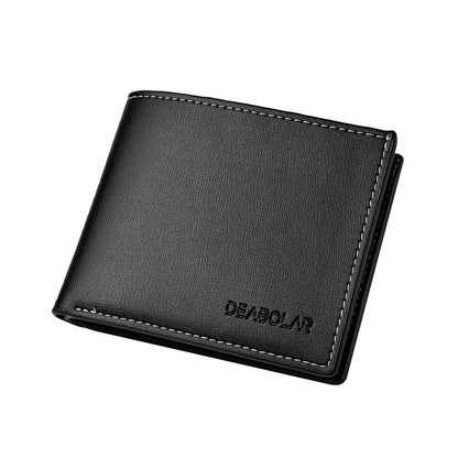 Portafoglio corto da uomo in pelle PU, sottile, pieghevole, porta carte di credito da uomo giovane