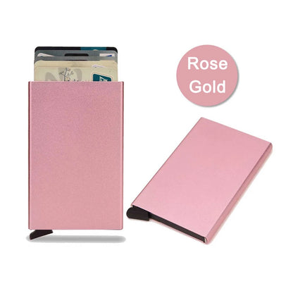 Portafoglio RFID Smart Porta Carte Metallo Sottile Uomo Donna Portafogli Pop Up Minimalista Piccolo Portafoglio Nero Valigetta per Uomo