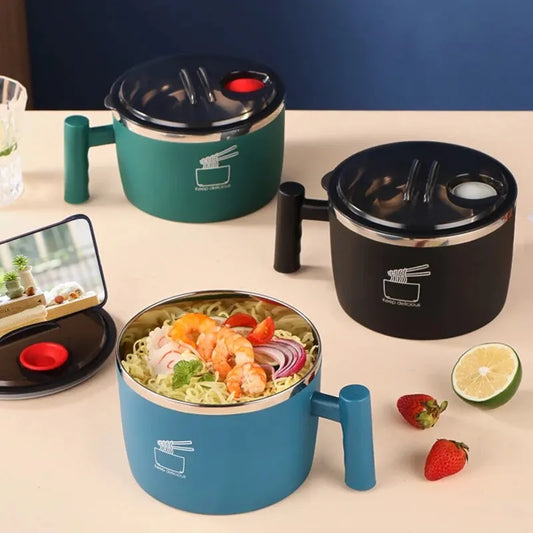 Ciotola in acciaio inossidabile con coperchio per noodles istantanei, ciotola di scarico sigillata e portatile per utensili da cucina Instant Noodle Partner