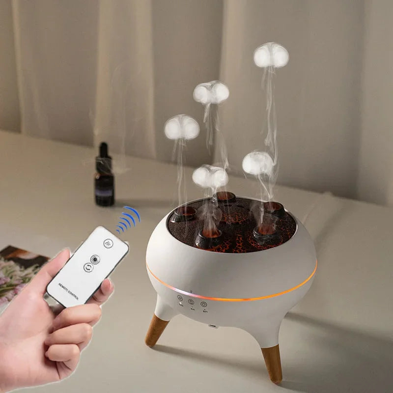 Umidificatore d'aria dinamico Jellyfish da 250 ml, diffusore di oli essenziali, telecomando, umidificatore per camera da letto con 7 luci notturne colorate