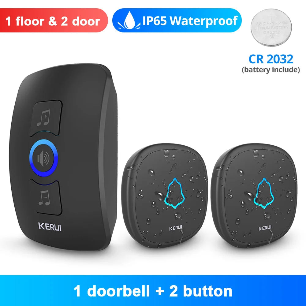 KERUI M525 Campanello wireless per esterni, impermeabile, kit campanello per casa intelligente, allarme di sicurezza con flash LED e melodie di benvenuto