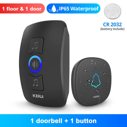 KERUI M525 Campanello wireless per esterni, impermeabile, kit campanello per casa intelligente, allarme di sicurezza con flash LED e melodie di benvenuto