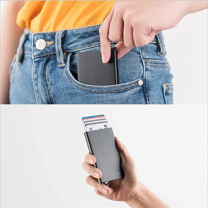 Portafoglio RFID Smart Porta Carte Metallo Sottile Uomo Donna Portafogli Pop Up Minimalista Piccolo Portafoglio Nero Valigetta per Uomo