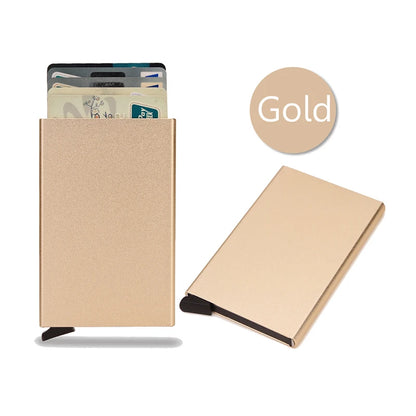 Portafoglio RFID Smart Porta Carte Metallo Sottile Uomo Donna Portafogli Pop Up Minimalista Piccolo Portafoglio Nero Valigetta per Uomo