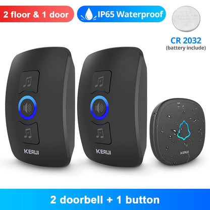 KERUI M525 Campanello wireless per esterni, impermeabile, kit campanello per casa intelligente, allarme di sicurezza con flash LED e melodie di benvenuto