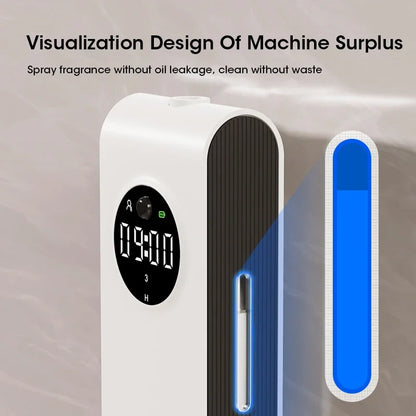 Macchina per aromaterapia con sensore automatico, deodorante per ambienti ricaricabile tramite USB, con funzione orologio, da parete