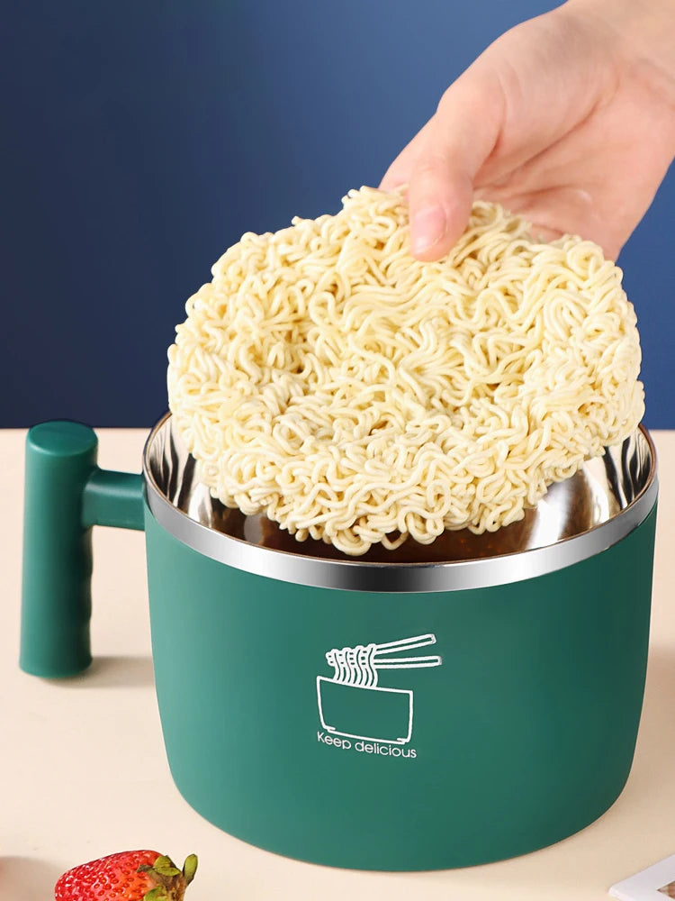 Ciotola in acciaio inossidabile con coperchio per noodles istantanei, ciotola di scarico sigillata e portatile per utensili da cucina Instant Noodle Partner