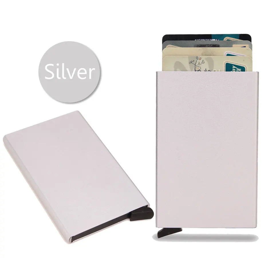 Portafoglio RFID Smart Porta Carte Metallo Sottile Uomo Donna Portafogli Pop Up Minimalista Piccolo Portafoglio Nero Valigetta per Uomo