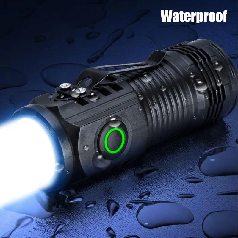Nuova torcia ultra potente con 3 LED Core, mini torcia tattica ricaricabile ad alta potenza, torcia a LED con clip in metallo per penna e lampada portatile