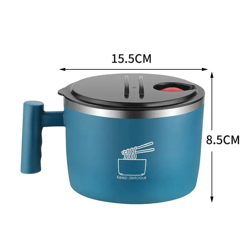 Ciotola in acciaio inossidabile con coperchio per noodles istantanei, ciotola di scarico sigillata e portatile per utensili da cucina Instant Noodle Partner
