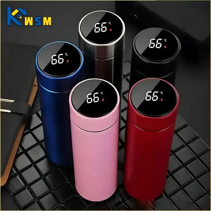 500ML Smart Temperature Display Thermos - 2-in-1 Divided Stainless Steel Vacuum Bottle with Dual Lids, Leak-Proof Outdoor Cup