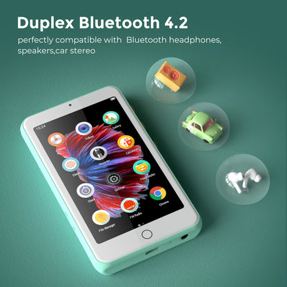 Lettore MP4/MP3 portatile con altoparlanti Bluetooth e Wi-Fi, lettore musicale con video, radio FM, eBook, registratore, capacità fino a 512 GB