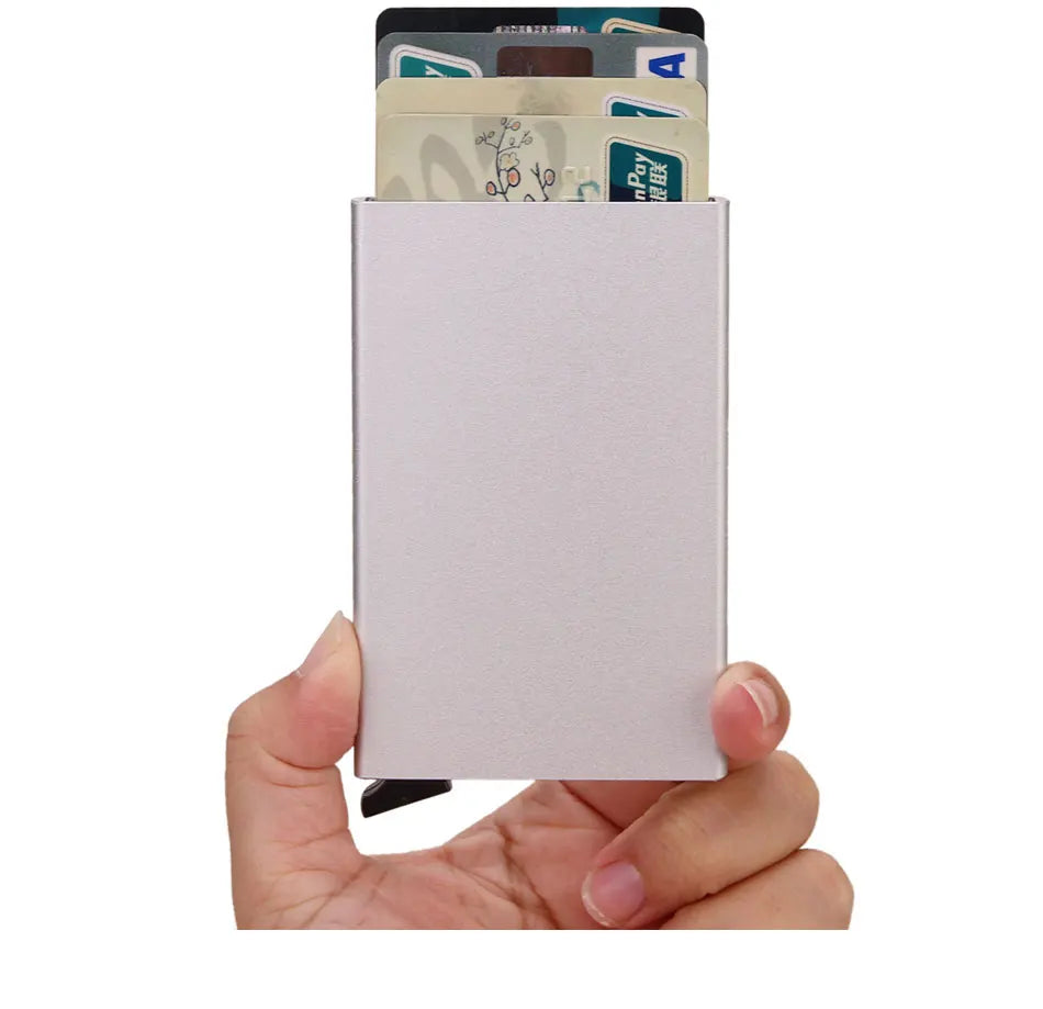 Portafoglio RFID Smart Porta Carte Metallo Sottile Uomo Donna Portafogli Pop Up Minimalista Piccolo Portafoglio Nero Valigetta per Uomo