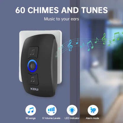 KERUI M525 Campanello wireless per esterni, impermeabile, kit campanello per casa intelligente, allarme di sicurezza con flash LED e melodie di benvenuto