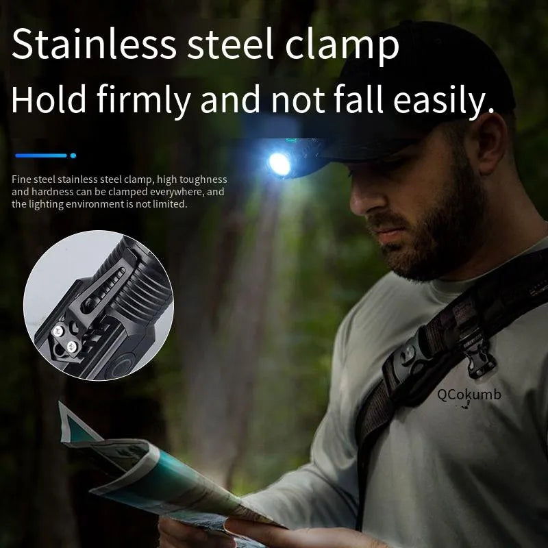 Nuova torcia ultra potente con 3 LED Core, mini torcia tattica ricaricabile ad alta potenza, torcia a LED con clip in metallo per penna e lampada portatile