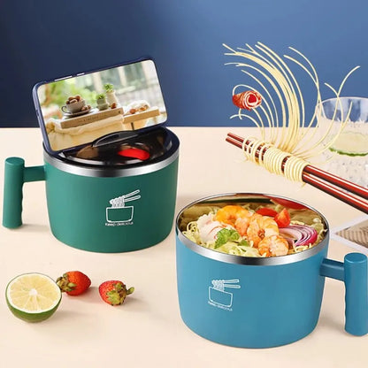 Ciotola in acciaio inossidabile con coperchio per noodles istantanei, ciotola di scarico sigillata e portatile per utensili da cucina Instant Noodle Partner
