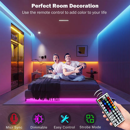 Strisce luminose a LED RGB da 5 m, 10 m, 20 m, 30 m, luci per ambienti a LED con controllo APP, nastro flessibile, nastro LED per la decorazione della camera da letto