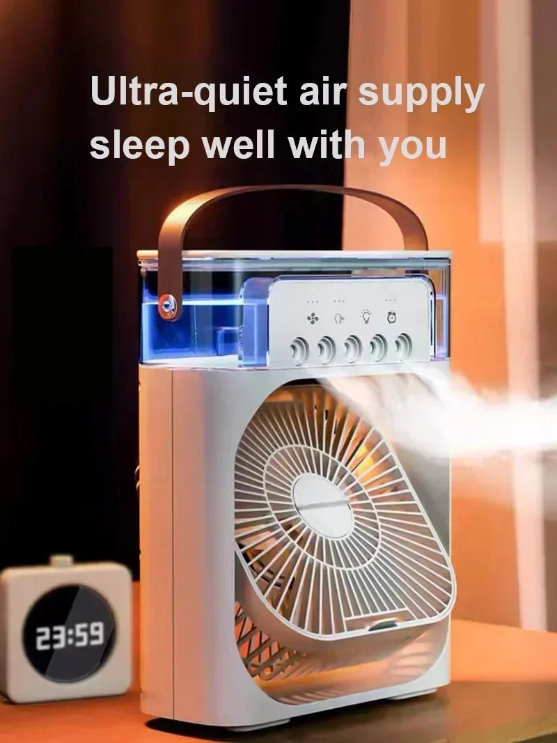 Nuovo condizionatore d'aria 3 in 1, mini raffrescatore d'aria per uso domestico, luce notturna a LED, umidificatore portatile, ventilatore per la regolazione dell'aria, ventilatore per ufficio e casa