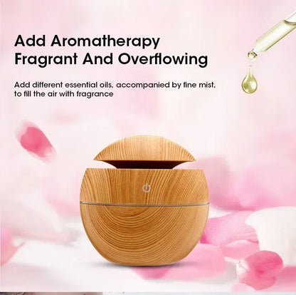 Mini diffusore di oli essenziali USB a ultrasuoni effetto legno, umidificatore portatile da tavolo per aromaterapia, per uso domestico e in ufficio