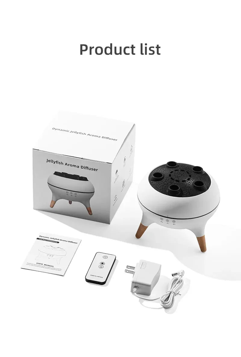 Umidificatore d'aria dinamico Jellyfish da 250 ml, diffusore di oli essenziali, telecomando, umidificatore per camera da letto con 7 luci notturne colorate