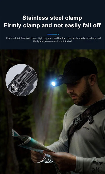 Nuova torcia ultra potente con 3 LED Core, mini torcia tattica ricaricabile ad alta potenza, torcia a LED con clip in metallo per penna e lampada portatile