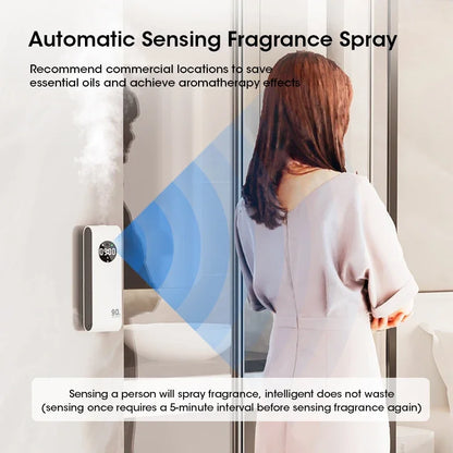 Macchina per aromaterapia con sensore automatico, deodorante per ambienti ricaricabile tramite USB, con funzione orologio, da parete