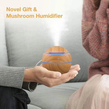 Mini diffusore di oli essenziali USB a ultrasuoni effetto legno, umidificatore portatile da tavolo per aromaterapia, per uso domestico e in ufficio