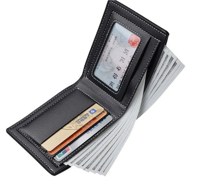 Portafoglio corto da uomo in pelle PU, sottile, pieghevole, porta carte di credito da uomo giovane