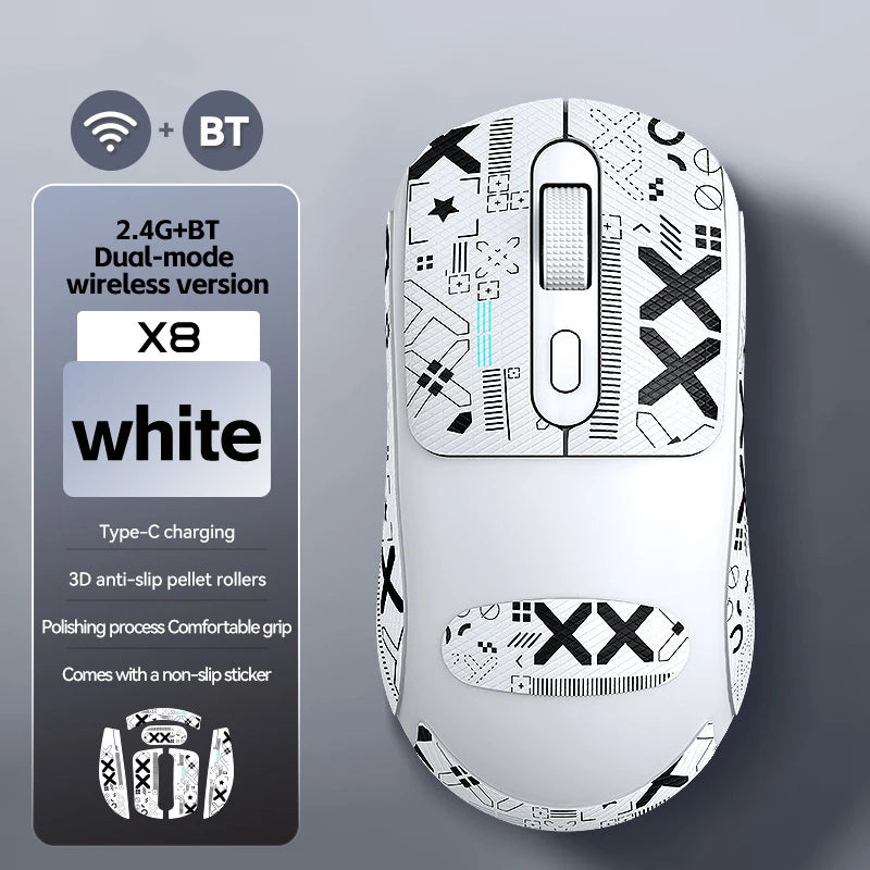 Mouse da gioco wireless Warvank X8 da 500 mAh, ricaricabile TYPE-C, adatto per computer desktop portatili