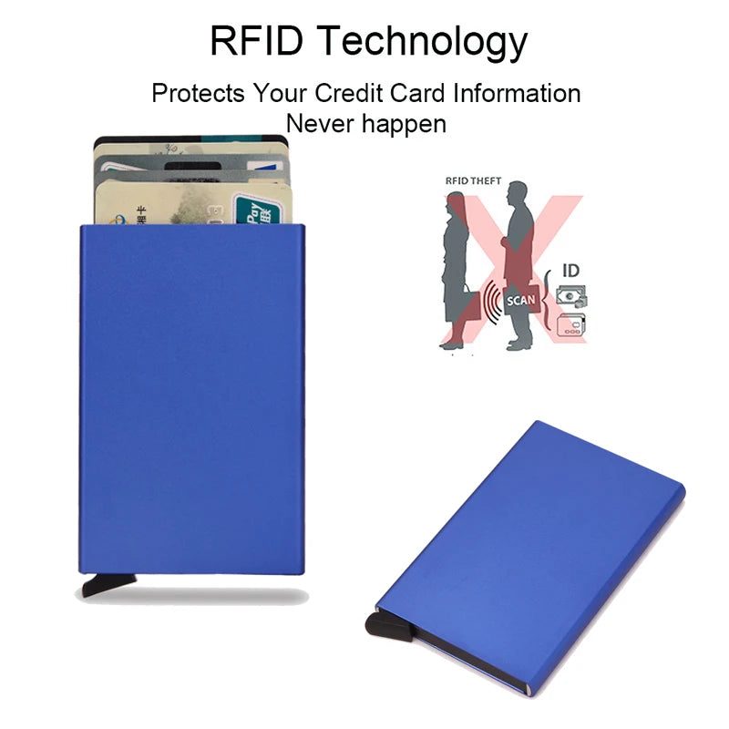 Portafoglio RFID Smart Porta Carte Metallo Sottile Uomo Donna Portafogli Pop Up Minimalista Piccolo Portafoglio Nero Valigetta per Uomo