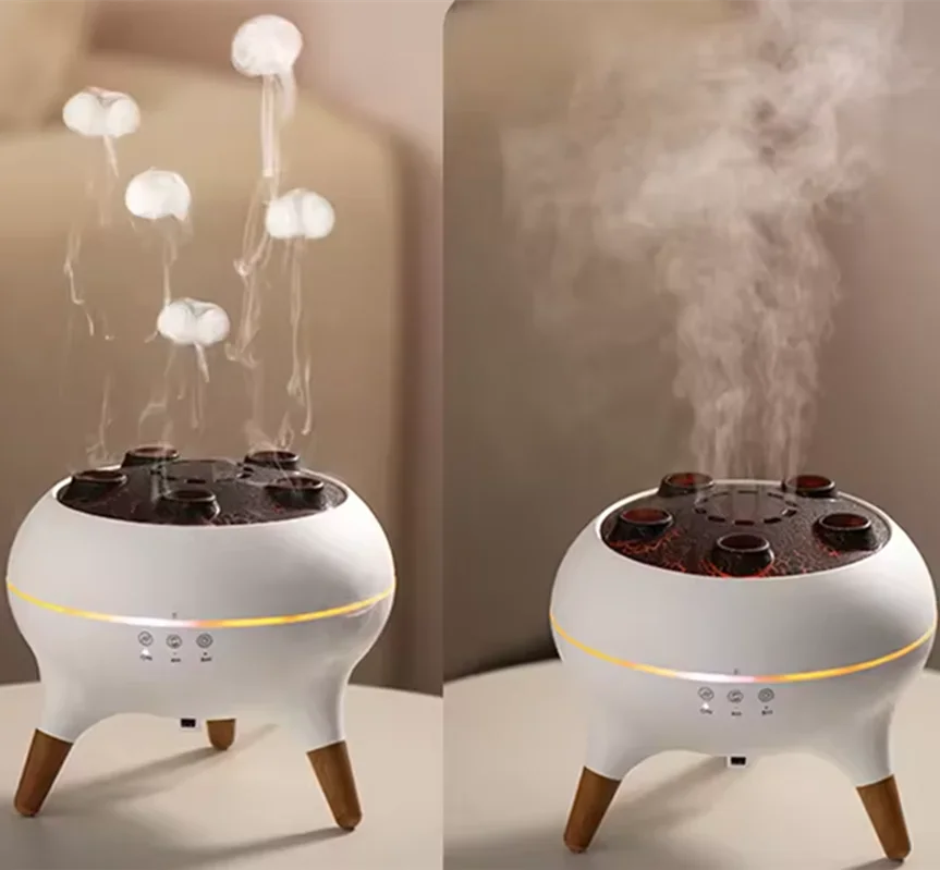 Umidificatore d'aria dinamico Jellyfish da 250 ml, diffusore di oli essenziali, telecomando, umidificatore per camera da letto con 7 luci notturne colorate
