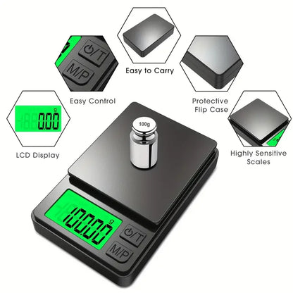 Bilancia tascabile di precisione 1000 g x 0,1 g - Bilancia digitale per grammi, alimenti, gioielli, once/grani con display LCD retroilluminato - Mini bilancia da viaggio