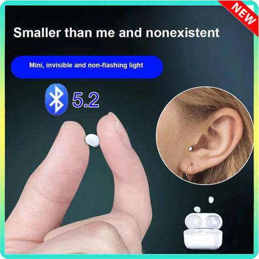 Auricolari invisibili Mini cuffie V5.2 Bluetooth TWS Auricolari in-ear con riduzione del rumore Auricolari in-ear wireless per dormire con microfono